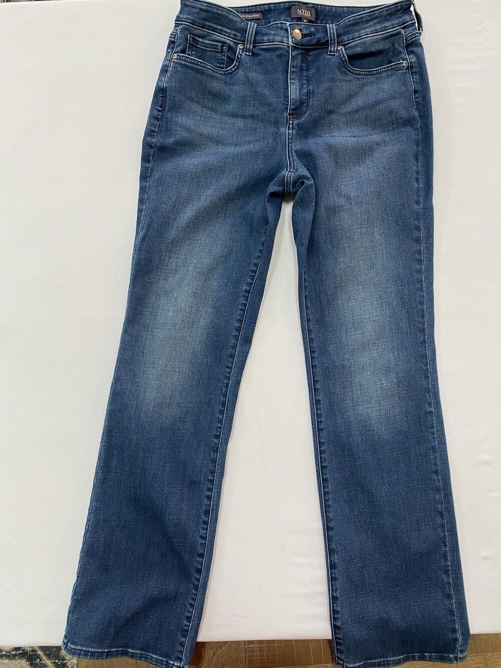 NYDJ Jeans Womens 10 Blue Marilyn Straight Lift Tuck Stretch Medium Wash Denim